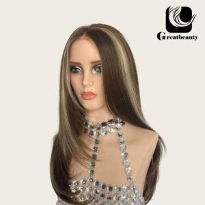 Layered Straight Butter Blonde Highlights 13*6 Lace Front Wig with Diamond Lace 22inch