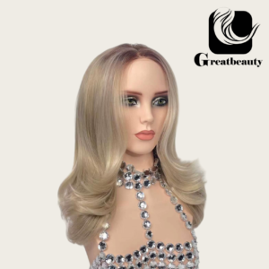 Layered Curly Latte Blonde Rooted 13*3.5 Lace Front Wig with Diamond Lace 22inch