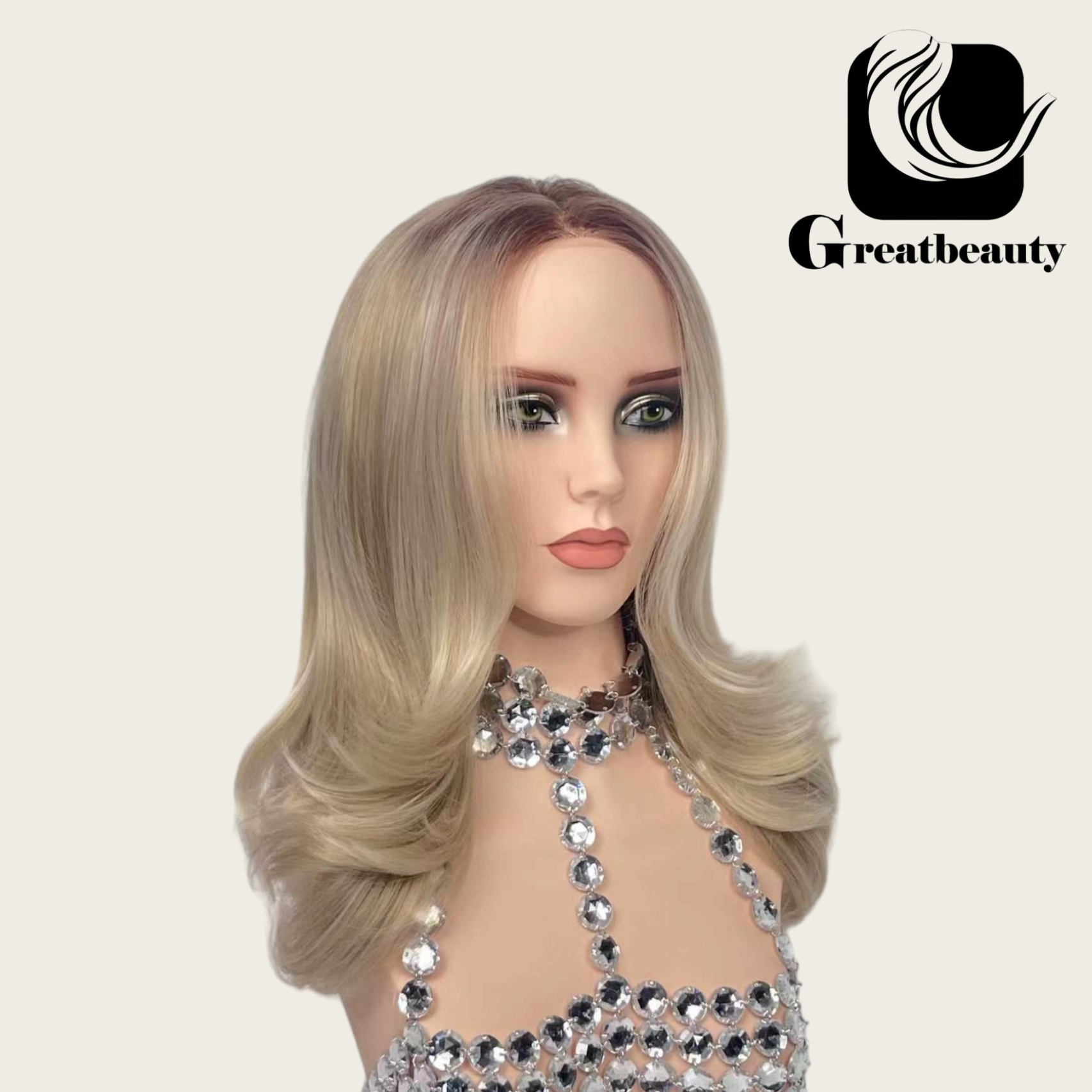 Layered Curly Latte Blonde Rooted 13*3.5 Lace Front Wig with Diamond Lace 22inch