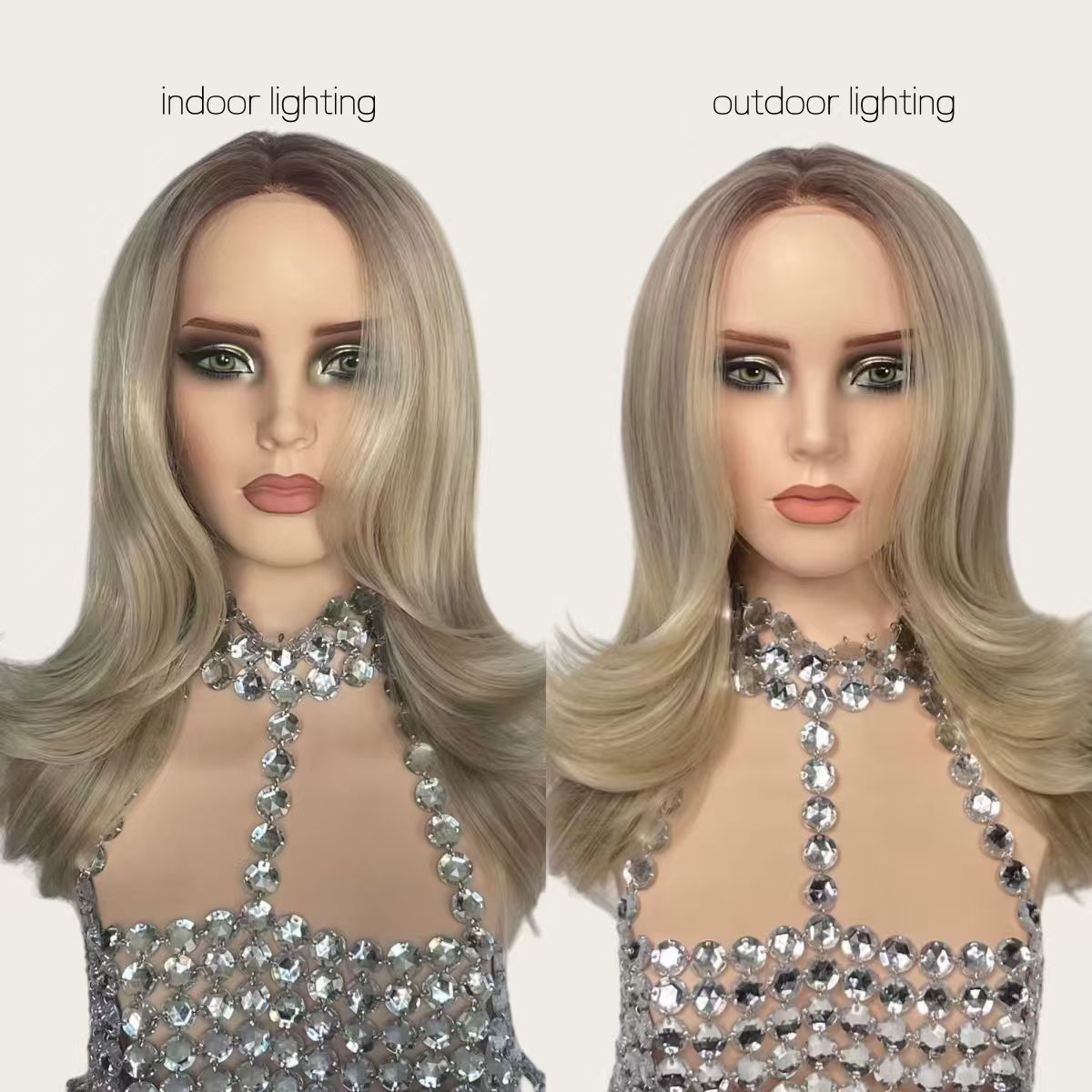Layered Curly Latte Blonde Rooted 13*3.5 Lace Front Wig with Diamond Lace 22inch - 图片 3